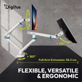 Digitus Dobbelt design skærmholder, 2x 35", 2x 10 kg, Skærmbeslag Hvid