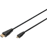 Digitus HDMI High Speed kabel med Ethernet, type D > type A Sort