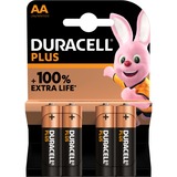 Duracell Plus 100 Engangsbatteri AA Alkaline Engangsbatteri, AA, Alkaline, 1,5 V, 4 stk, Flerfarvet