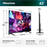 Hisense 43E7S PRO Hi-QLED-tv, QLED TV Sort/mørk grå