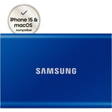 SAMSUNG Portable SSD T7 1000 GB Blå, Solid state-drev Blå, 1000 GB, USB Type-C, 3.2 Gen 2 (3.1 Gen 2), 1050 MB/s, Beskyttelse af adgangskode, Blå