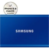 Samsung Portable SSD T7 1 TB USB Type-C 3.2 Gen 2 (3.1 Gen 2) Blå, Solid state-drev Blå, 1 TB, USB Type-C, 3.2 Gen 2 (3.1 Gen 2), 1050 MB/s, Beskyttelse af adgangskode, Blå