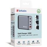 Verbatim GNC-100 Universel Sort, Grå Vekselstrøm Hurtig opladning Indendørs, Oplader grå, Indendørs, Vekselstrøm, 20 V, Sort, Grå