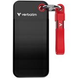 Verbatim Pocket SSD 2 TB USB Type-C 3.2 Gen 2 (3.1 Gen 2) Sort, Rød, Solid state-drev Sort/Rød, 2 TB, USB Type-C, 3.2 Gen 2 (3.1 Gen 2), 1000 MB/s, 10 Gbit/sek., Sort, Rød