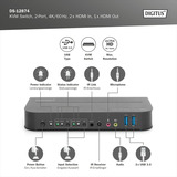 Digitus KVM-switch HDMI 2x1, KVM-switchen Sort
