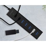 ICY BOX IB-HUB1700-U3 USB 3.2 Gen 1 (3.1 Gen 1) Type-A 5000 Mbit/s Sort, USB hub Sort, USB 3.2 Gen 1 (3.1 Gen 1) Type-A, USB 3.2 Gen 1 (3.1 Gen 1) Type-A, 5000 Mbit/s, Sort, Aluminium, Access, Strøm