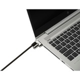 Kensington Universal 3-i-1 nøglelås til laptop, Tallås Sort, 1,8 m, Nøgle, Kulfiber, Sølv
