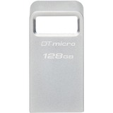 Kingston DataTraveler Micro USB-nøgle 128 GB USB Type-A 3.2 Gen 1 (3.1 Gen 1) Sølv, USB-stik Sølv, 128 GB, USB Type-A, 3.2 Gen 1 (3.1 Gen 1), 200 MB/s, Uden hætte, Sølv