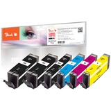 Peach PI100-379 blækpatron 6 stk Kompatibel Højt (XL) udbytte Sort, Blå, Magenta, Gul Højt (XL) udbytte, 17 ml, 10 ml, 6 stk, Multipakke