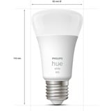 Philips Hue A60 - E27 pærer - 800 - 2-pak, LED-lampe Philips Hvide Hue pærer A60 - E27 pærer - 800 - 2-pak, Smart pære, Bluetooth, Hvid, Integreret LED, E27, A60