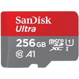 SanDisk Ultra 256 GB microSDXC, Hukommelseskort grå/Rød
