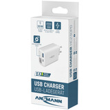 Ansmann Home Charger 230PD med kabel / 3 A / 30 W / 2 porte, Oplader Hvid