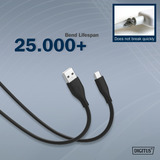 Digitus USB 2.0 silikone tilslutningskabel USB-A > USB-C Sort