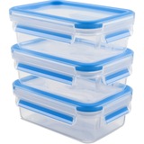 Emsa 508570 enhed til madopbevaring Rektangulær Kasse 0,55 L Transparent 3 stk, Boks gennemsigtig/Blå, Kasse, Rektangulær, 0,55 L, Transparent, Termoplastisk elastomer (TPE), Tyskland
