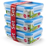 Emsa 508570 enhed til madopbevaring Rektangulær Kasse 0,55 L Transparent 3 stk, Boks gennemsigtig/Blå, Kasse, Rektangulær, 0,55 L, Transparent, Termoplastisk elastomer (TPE), Tyskland