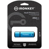 Kingston IronKey 256GB USB-C Vault Privacy 50C AES-256 Encrypted, FIPS 197, USB-stik Lyseblå/Sort, FIPS 197, 256 GB, USB Type-C, 3.2 Gen 1 (3.1 Gen 1), 230 MB/s, Hætte, Sort, Blå