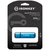 Kingston IronKey Vault Privacy 50 256 GB, USB-stik Lyseblå/Sort