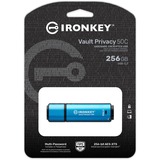 Kingston IronKey Vault Privacy 50 256 GB, USB-stik Lyseblå/Sort