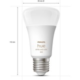 Philips Hue A60 - E27 pærer - 800lm - 2-pak, LED-lampe Philips Hue White and Color ambiance A60 - E27 pærer - 800lm - 2-pak, Smart pære, Hvid, Bluetooth/Zigbee, LED, E27, 2000 K