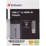 Verbatim 49143 videokabel adapter 0,1 m USB Type-C HDMI Sort, Sølv Sølv/Sort, 0,1 m, USB Type-C, HDMI, Hanstik, Hunstik, Lige