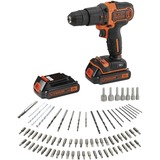 BLACK+DECKER Batterie perceuse 80 pièces, 1 pièce, bdchd18bafc, Slagborer skruemaskine Sort/Orange, 1 pièce, bdchd18bafc