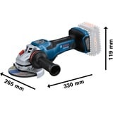 Bosch GWS 18V-15 PSC PROFESSIONAL vinkelsliber 12,5 cm 11000 rpm 1500 W 2,3 kg Blå/Sort, 11000 rpm, 12,5 cm, Batteri, 2,3 kg, Børsteløs motor