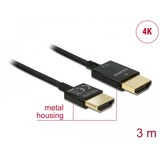 DeLOCK Kabel HDMI A stik > HDMI A stik High Speed 3D 4K Aktiv Slim Sort