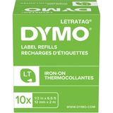 Dymo LetraTag strygeetiketter til stof | Original | 12 mm x 2 m rulle | Sort tekst på hvid baggrund | Strygeetiketter til tøj, ideelle til uniformer/børnetøj | Til LetraTag-printere, Tape ideelle til uniformer/børnetøj | Til LetraTag-printere, Sort på hvid, Nylon, Belgien, DYMO, LetraTag 100T, LetraTag 100H, 1,2 cm