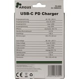 Inter-Tech 88882222, PD-2065, Oplader Sort
