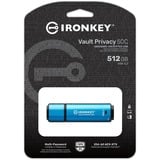 Kingston IronKey Vault Privacy 50 512 GB, USB-stik Lyseblå/Sort