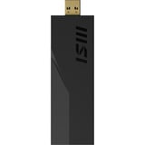 MSI BE6500 WiFi7 USB Stick - Dongle WLAN 2880 Mbit/s, Wi-Fi-adapter Sort, Trådløs, USB, WLAN, Wi-Fi 7 (802.11be), 2880 Mbit/s, Sort