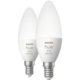 Philips Hue Kerte - E14 pærer - 2-pak, LED-lampe Philips Hue White and Color ambiance Kerte - E14 pærer - 2-pak, Smart pære, Hvid, Bluetooth/Zigbee, Integreret LED, E14, 2000 K