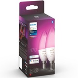 Philips Hue Kerte - E14 pærer - 2-pak, LED-lampe Philips Hue White and Color ambiance Kerte - E14 pærer - 2-pak, Smart pære, Hvid, Bluetooth/Zigbee, Integreret LED, E14, 2000 K