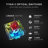 Turtle Beach Vulcan II Max tastatur Spil USB Tysk Hvid, Gaming-tastatur Hvid/gennemsigtig, DE-layout, TITAN II Optisk Rød, Fuld størrelse (100 %), Ledningsført, USB, Optomekanisk nøglekontakt, RGB LED, Hvid
