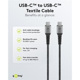 goobay USB-C Hurtigoplader Nano, PD, GaN, 65 Watt, USB-C Tekstil Kabel Sort