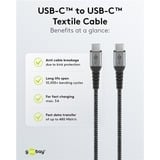 goobay USB-C Hurtigoplader Nano, PD, GaN, 65 Watt, USB-C Tekstil Kabel Sort