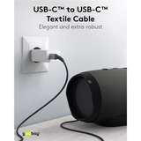 goobay USB-C Hurtigoplader Nano, PD, GaN, 65 Watt, USB-C Tekstil Kabel Sort