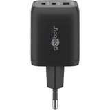 goobay USB-C Hurtigoplader Nano, PD, GaN, 65 Watt, USB-C Tekstil Kabel Sort