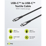 goobay USB-C Hurtigoplader Nano, PD, GaN, 65 Watt, USB-C Tekstil Kabel Sort
