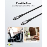 goobay USB-C Hurtigoplader Nano, PD, GaN, 65 Watt, USB-C Tekstil Kabel Sort