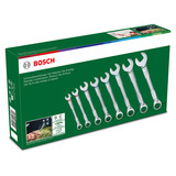 Bosch Skruenøglesæt med ratchet, 8 dele, Gaffelnøgle Grøn/Sort
