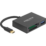 DeLOCK USB-C kortlæser til XQ- og SD med USB 5 Gbps Type-A port Sort