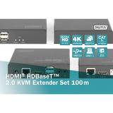 Digitus DS-55505, HDMI-udvidelse forlænger Sort