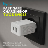 Digitus USB Oplader 20W, 1x USB-C, 1x USB-A Hvid