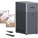 UGREEN DH2300 Bundle med 2x Toshiba N300 4 TB (MN10ADA400ES), NAS Sort