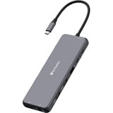 Verbatim CMH-13 USB Type-C 10000 Mbit/s Sølv, Docking station grå, USB Type-C, 3.5mm, DisplayPort, HDMI, RJ-45, USB 2.0, USB 3.2 Gen 1 (3.1 Gen 1) Type-A, USB 3.2 Gen 2 (3.1 Gen..., 10000 Mbit/s, 30 Hz, Sølv, Acrylonitrilbutadienstyren, Aluminium