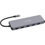 Verbatim CMH-13 USB Type-C 10000 Mbit/s Sølv, Docking station grå, USB Type-C, 3.5mm, DisplayPort, HDMI, RJ-45, USB 2.0, USB 3.2 Gen 1 (3.1 Gen 1) Type-A, USB 3.2 Gen 2 (3.1 Gen..., 10000 Mbit/s, 30 Hz, Sølv, Acrylonitrilbutadienstyren, Aluminium