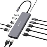 Verbatim CMH-13 USB Type-C 10000 Mbit/s Sølv, Docking station grå, USB Type-C, 3.5mm, DisplayPort, HDMI, RJ-45, USB 2.0, USB 3.2 Gen 1 (3.1 Gen 1) Type-A, USB 3.2 Gen 2 (3.1 Gen..., 10000 Mbit/s, 30 Hz, Sølv, Acrylonitrilbutadienstyren, Aluminium