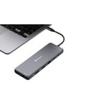 Verbatim CMH-13 USB Type-C 10000 Mbit/s Sølv, Docking station grå, USB Type-C, 3.5mm, DisplayPort, HDMI, RJ-45, USB 2.0, USB 3.2 Gen 1 (3.1 Gen 1) Type-A, USB 3.2 Gen 2 (3.1 Gen..., 10000 Mbit/s, 30 Hz, Sølv, Acrylonitrilbutadienstyren, Aluminium