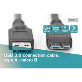 Digitus USB 3.2 Gen 1 tilslutningskabel USB-A > Micro USB-B Sort